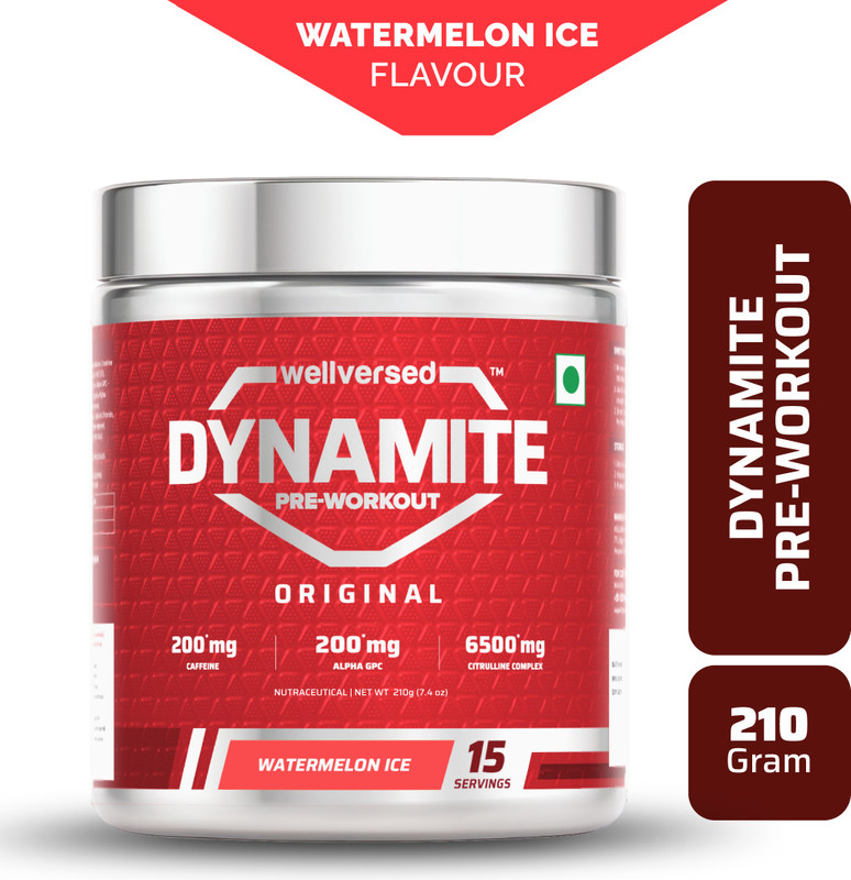 Wellversed Dynamite Pre-Workout (15 servings) | Unleash Explosive Energy Pre Workout(210 g, Watermelon Ice)