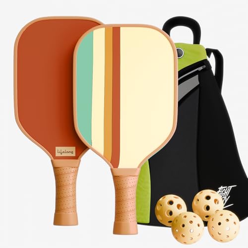Lifelong Professional Pickleball Paddle Set| Fiberglass Surface|16 mm Thickness| 4 Pickle Ball Balls|Paddle Cover Bag| Cushion Comfort Handle Grip|Durable Pickleball Paddle |Outdoor Game,Multicolor