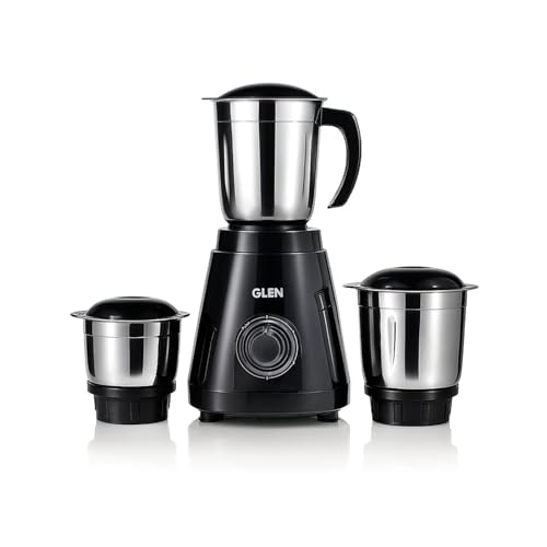 Glen Mixer Grinder 550 Watt, 3 Stainless Steel Jar, Overload Protection, 3 Speed Settings with Pulse Function, for Chutney, Spices, Masala, Baby Food,- Black (SA4021JAR3)