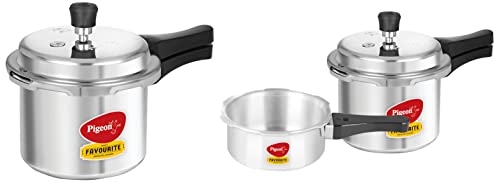 Pigeon By Stovekraft Glass Oven Toaster Grill (12381) 9 Liters (Grey) & Cookware Set Of 7 Piece, Includes Tawa 23 cm, Fry Pan 24 cm, Kadai With Lid 24 cm, And Sauce Pan (Red)