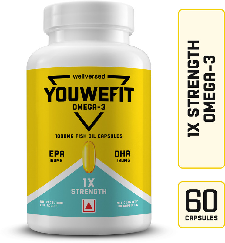 YouWeFit Omega-3 Fish Oil | 1000mg Daily Strength Fish Oil Capsules | No Fishy Burps(60 Capsules)
