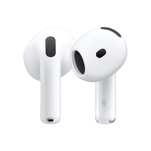 Apple AirPods 4 Wireless Earbuds, Bluetooth Headphones, with Active Noise Cancellation, Adaptive Audio, Transparency Mode, Personalised Spatial Audio, USB-C Charging Case, Wireless Charging, H2 Chip