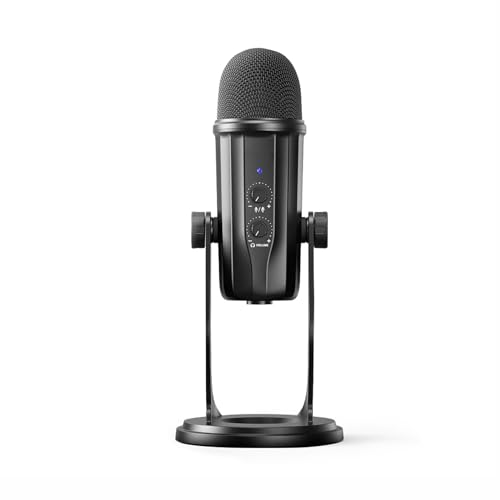 Digitek DM 601 Metal Body USB Desktop Microphone with Shock Mount & Stand, 360° Sound Capture, 4 Pickup Modes, Noise Reduction, Mute/Unmute & 3.5mm Jack, Compatible with Desktops & Phones for Podcasts