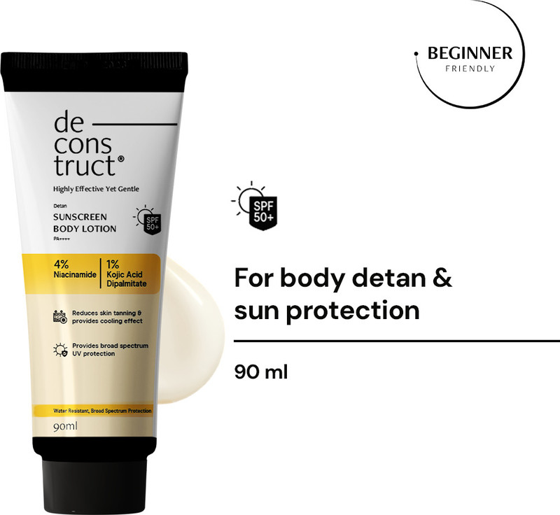 deconstruct Detan Sunscreen Body Lotion | For Reducing Tan Lines & Skin Brightening(90 g)