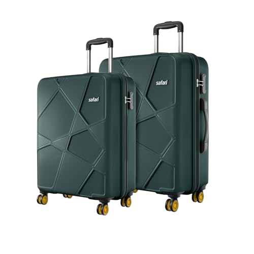 Safari Polypropylene Spinner Pentagon Pro 8 Wheels Set of 2 (Cabin + Medium) Trolley Bags, Hard Case, 360º Wheeling Luggage for Men & Women, Suitcase for Travel, Green Lime, 65 Cm, 55 Cm