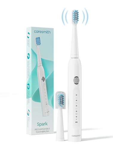 Caresmith SPARK New Rechargeable Electric Toothbrush For Adults | 2 Brush Heads | 5 Operational Modes (White, 1)