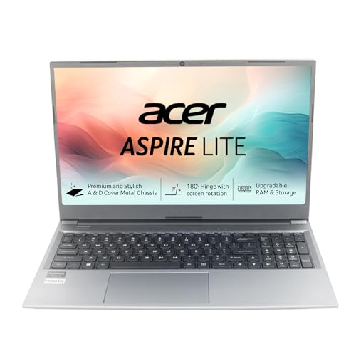 Acer Aspire Lite, 13th Gen, Intel Core i5-1334U, 16GB RAM, 512GB SSD, Full HD, 15.6″/39.62cm, Windows 11 Home, MS Office, Steel Gray, 1.59KG, AL15-53, Metal Body, Thin and Light Premium Laptop