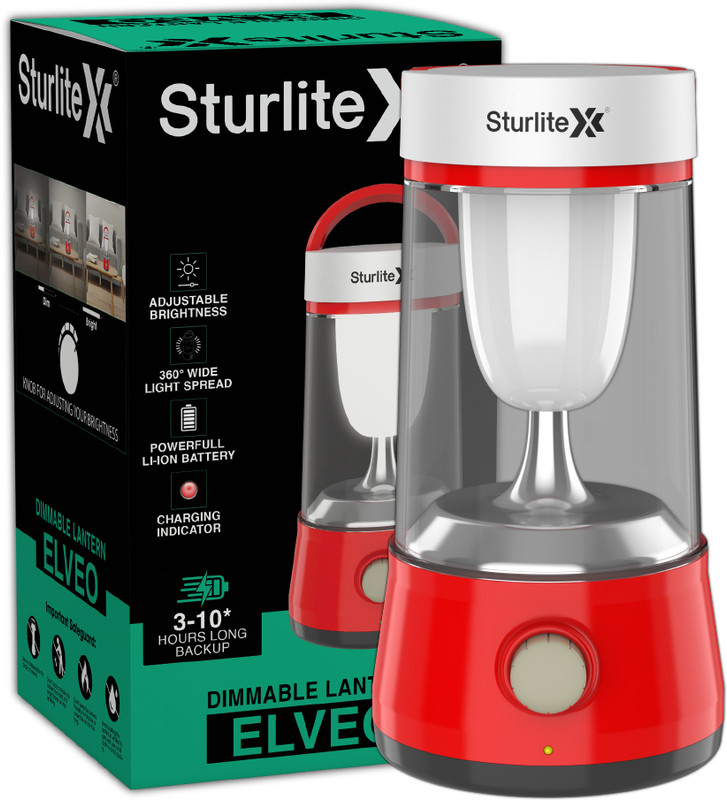 Sturlite Elveo LED Dimmable Lantern| 10 Hrs Long Battery Back Up 10 hrs Lantern Emergency Light(White, Red)
