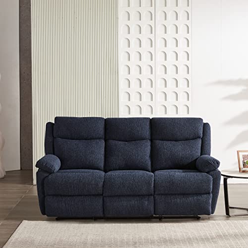 Amazon Brand – Solimo Stanovo Manual 3 Seater Fabric Recliner (Blue)
