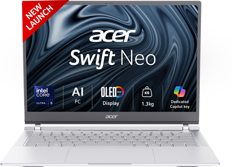 Acer Swift Neo OLED AI PC Intel Core Ultra 5 115U – (16 GB/512 GB SSD/Windows 11 Home) SFN14-54H Thin and Light Laptop(14 Inch, Silver, 1.3 Kg, With MS Office)