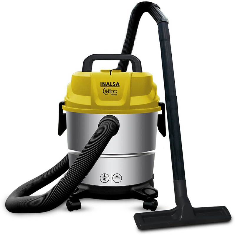 Inalsa Micro WD15 Wet & Dry Vacuum Cleaner with 2 in 1 Mopping and Vacuum(Silver)