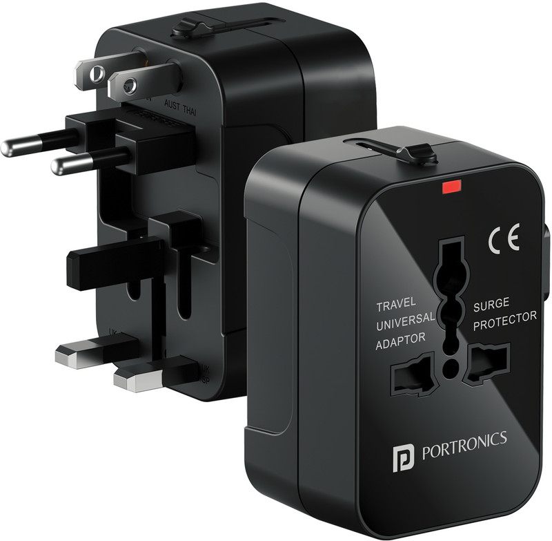 Portronics Juicemate 20W All In One Universal International Travel Adaptor,Type C/USB Port 1  Socket Extension Boards(Black, 0 m, With USB Port)
