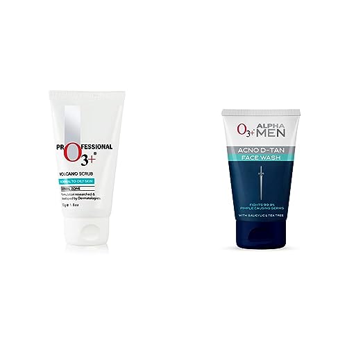 O3+ Volcano Scrub (50G) & O3+ ALPHA MEN Acno D-TAN Face Wash with Tea Tree 100g for Oily Skin Combo