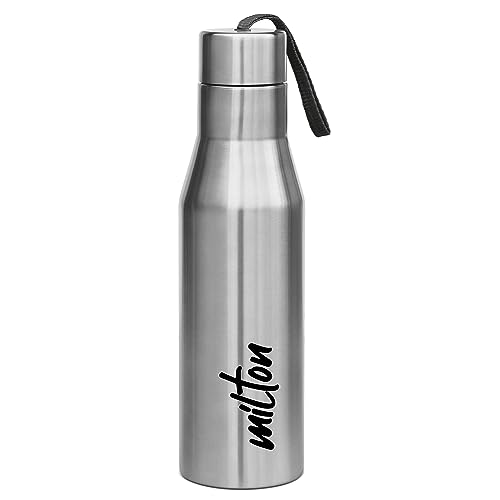 MILTON Super 1000 Stainless Steel Water Bottle, 1000 ml, Silver | Single walled | Leak Proof | Easy Grip | Easy to Carry | Gym Bottle | Home | Kitchen | Hiking | Treking Bottle | Travel Bottle