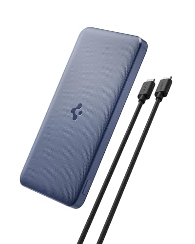 Spigen ArcPack 10000mAh Power Bank, PD3.0, Fast Charging, 22.5W Max Output, 2 Type-C Ports, 1 USB-A Port – (ABS+PC, Navy Blue)
