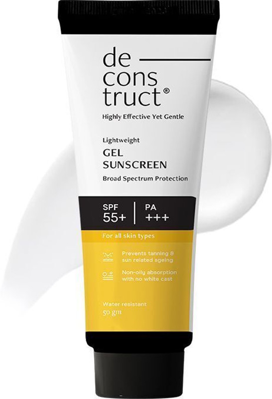 deconstruct Sunscreen – SPF 55+ PA+++ | Lightweight Gel Sunscreen |In-Vivo Tested | Non Greasy | For Men & Women |(50 g)