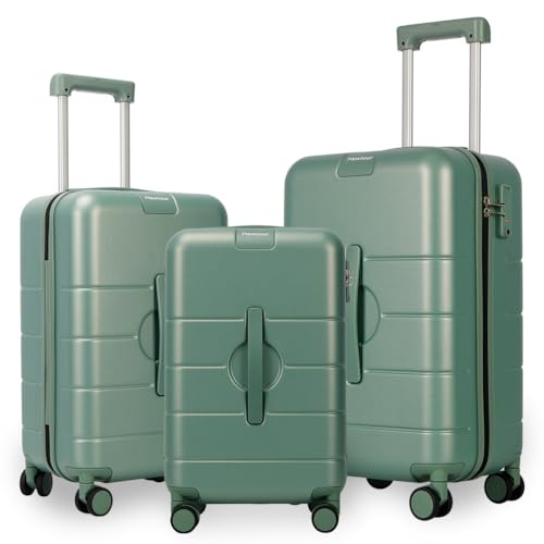 Mewtour 20″ 25″ 29″ Green Hardside Spinner Luggage Set with 360° Rotate Double Wheels, ABS Material, Inside Handle Lock and Inside TSA Lock Suitcase
