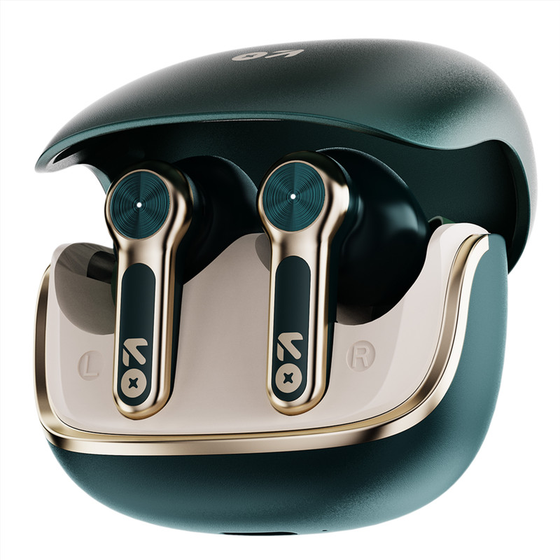GOBOULT Raven 70Hrs Battery, App Support, Dual Pairing, Quad Mic ENC, Boosted Bass, 5.4v Bluetooth(Emerald Green, True Wireless)