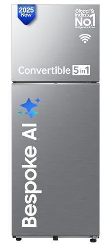 Samsung 330 L, 3 Star, Convertible 5-in-1, Digital Inverter, Frost Free Double Door, WiFi Enabled Bespoke AI Refrigerator (RT34DG5A4DS8HL, Elegant Inox, Silver)