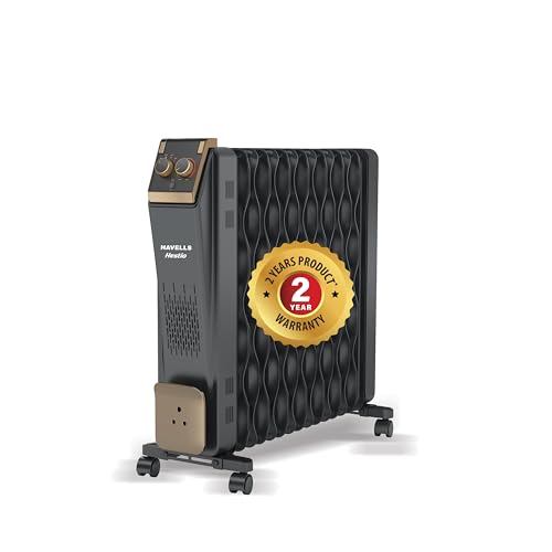 PHILIPS 11 Fin Oil Filled Room Heater (OFR) | M-Shaped fins for faster, uniform heating | Two Knob Controls for temperature & heat modes | Tilt & Auto Shut-Off Safety | PTC Fan Heater for quick warmth