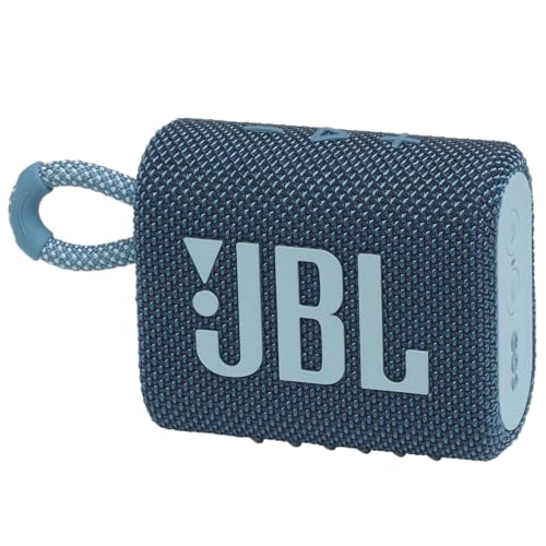 JBL Go 3, Wireless Ultra Portable Bluetooth Speaker, Pro Sound, Vibrant Colors with Rugged Fabric Design, Waterproof, Type C (Without Mic, Blue)