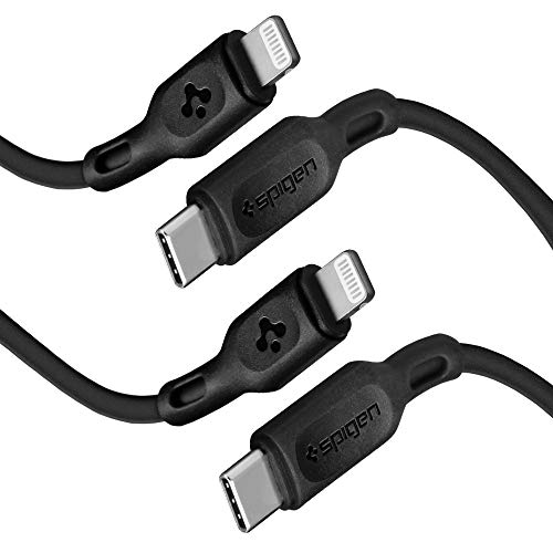 Spigen for Apple MFi Certified Type-A to Lightning Cable, 1M, Sync & Charge, for iPhone 14/13/12/11/10/9/8, iPad, AirPods with 8pin Port (C10CL 2Pack) – Black