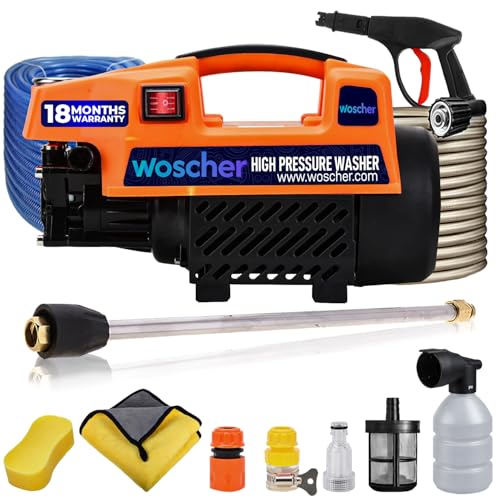 Woscher AquaWash Car Washer High Pressure Gun Pressure Washer for Car, Car Washing Pump for Car, Bike and Home Use Cleaning | 18 Months Warranty | 1800 Watts | 150 Bars |