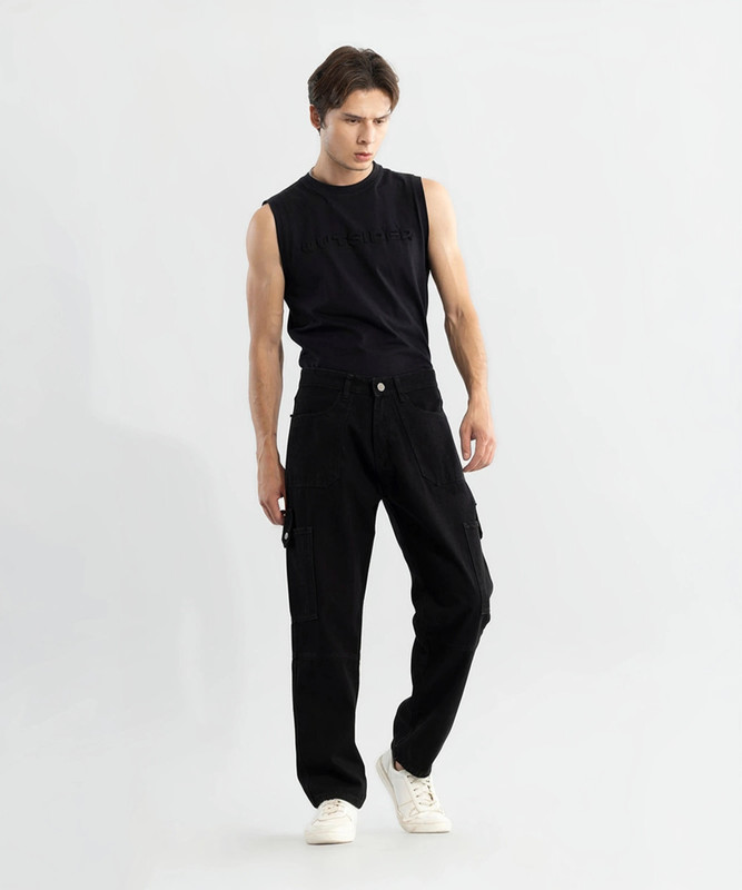 Snitch Loose Fit Men Black Jeans