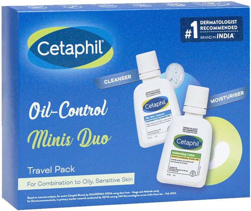 Cetaphil Oil Control Travel Pack for Oily Skin,Facewash & Moisturizer(2 Items in the set)