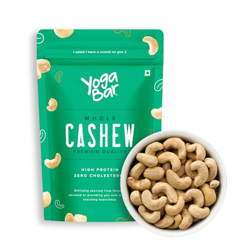 YogaBar Premium Cashews 500g | Whole 320 Kaaju| 100% Natural King Size Crunchy Kaju | Premium Nuts & Dry Fruits | Rich in Fibre, Vitamin E, K, B6 | Boost Immunity| Healthy Snacks | Dry Fruit Gift Pack