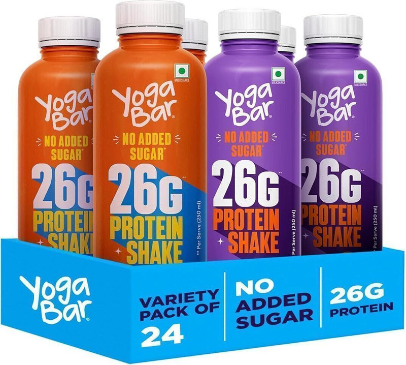 Yogabar 26g Protein Shakes Double Chocolate and Cold Coffee(24 x 250 g)