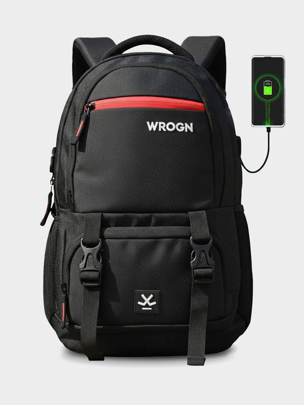WROGN ASHPER Unisex with USB Port and Rain Cover 40 L Laptop Backpack(Black)