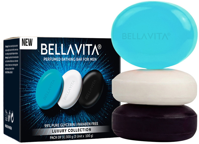 BELLAVITA Perfumed Bathing Soap Bar For Men|3X100gm|Helps in Relaxing & Cleansing Skin|(3 x 100 g)