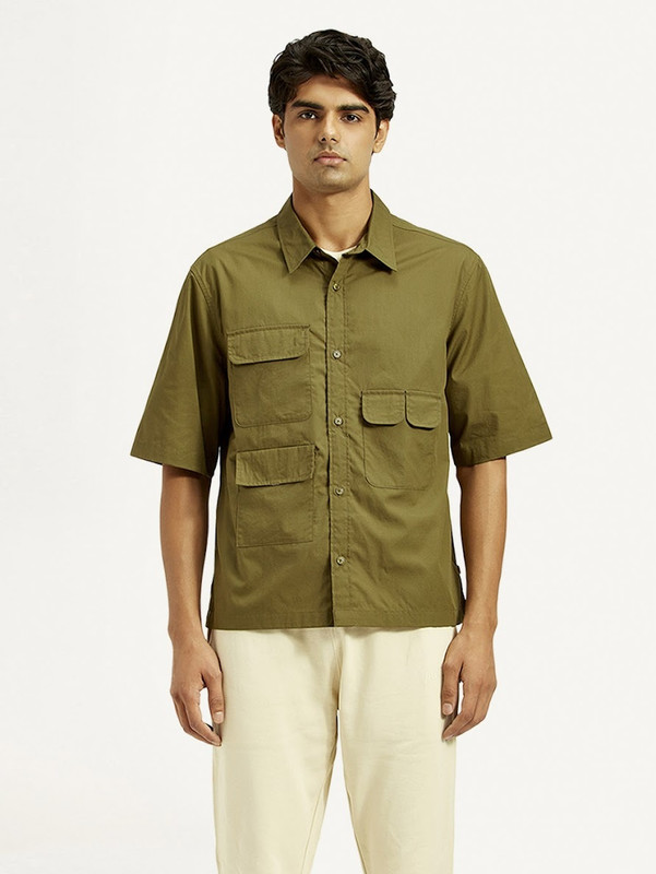 LEVI’S Men Solid Casual Green Shirt