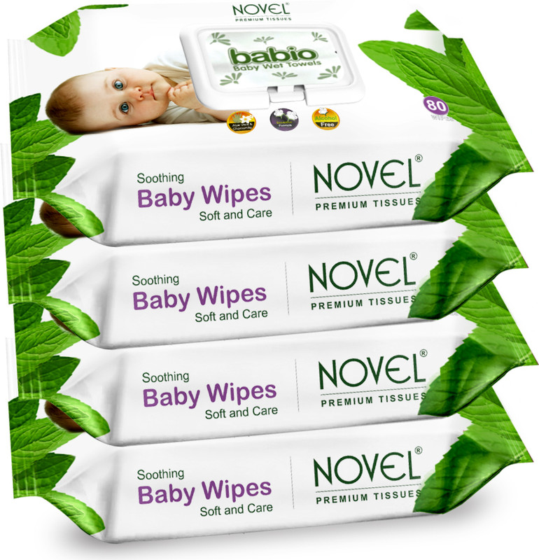 NOVEL Baby Wipes 80 Sheets pack of 4/with Lid(320 Wipes)