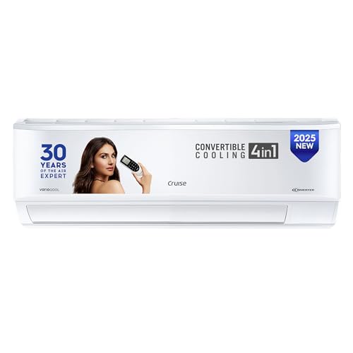 Cruise 1 Ton 3 Star Inverter Split AC with 7-Stage Air Filtration (100% Copper, Convertible 4-in-1, PM 2.5 Filter, CWCVBL-VQ1W123, White)