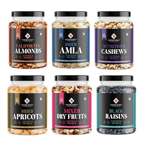 Nature Purify Dry fruits Combo 1.5 kg (Almond, Cashew, Apricots, Black Raisins, Amla, Mixed Nuts & More.)