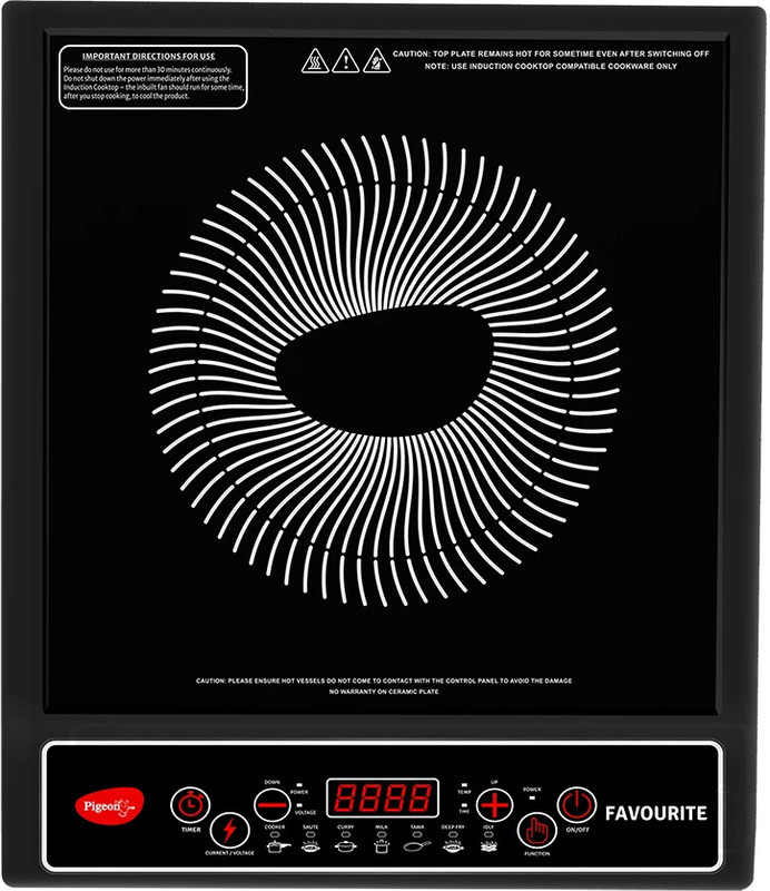 Pigeon 1800 W Induction Cooktop Push Button(Black, Favourite)