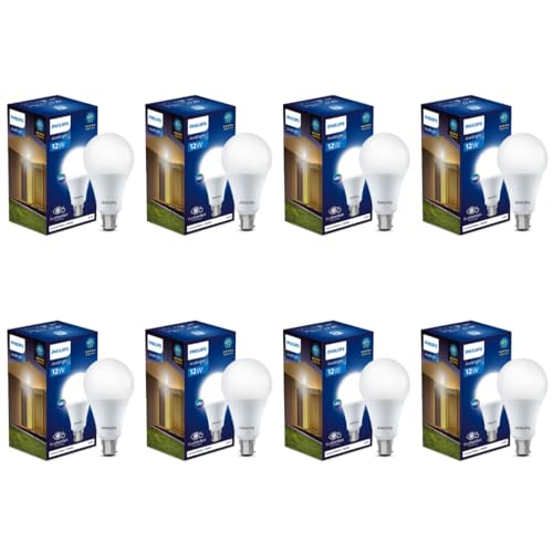 Philips Base B22 12-Watt (Pack of 8, Cool Day Light)