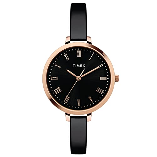 TIMEX Analog Watch for Women with Black Round Dial & Black Brass Bracelet Band Water Resistant Women’s Wrist Watches – TWEL12818