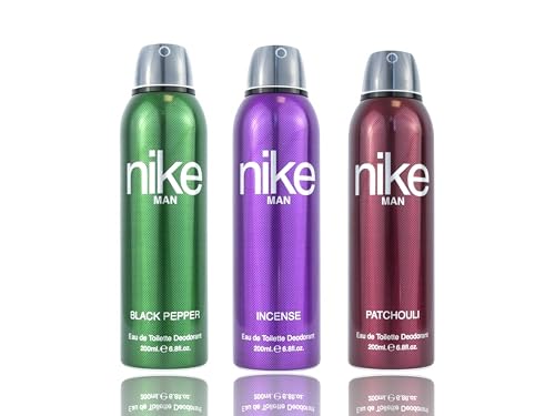 Nike Unisex Black Pepper + Incense + Patchouli Fresh Spray Deodorant For Man – Pack Of 3 (200Ml Each), 3 Count