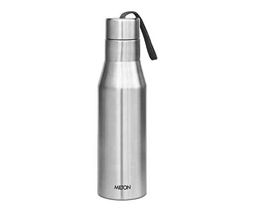 MILTON Super 1000 Stainless Steel Water Bottle 1000ml | Single Wall | Leak-Proof Lid, Rust-Free | ISI Certified | BPA-Free | For School, Office, Gym, Travel | Silver