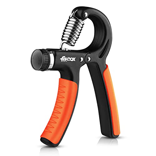 FitBox Sports Adjustable Hand Grip Strengthener (10kg – 40kg) Finger Excerciser, Plastic Hand Gripper For Men & Women, Balck & Orange