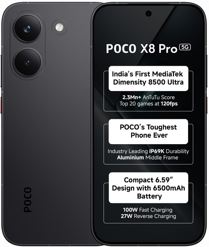 POCO X8 Pro (Black, 256 GB)(8 GB RAM)