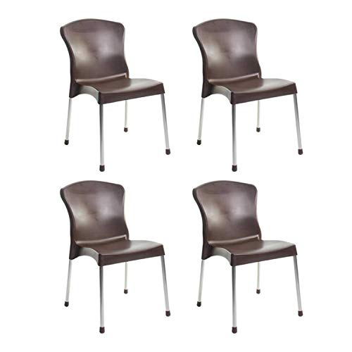 Cello Plastic Milano Chair (Brown, Set of 4) | Strong and Durable | Easy to Clean | Chair for Living Room, Bed Room, Kitchen, Office Room, Outdoor | 3 Years Warranty
