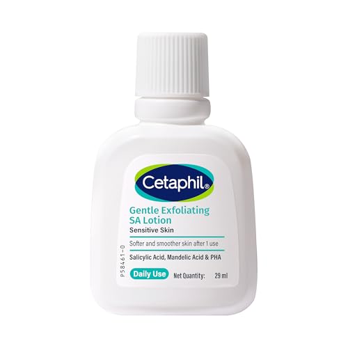 Cetaphil Gentle Exfoliating SA Lotion 29ml | Lightweight Daily Moisturizer with Salicylic Acid, Mandelic Acid & Gluconolactone | 48 Hr Hydration & Gentle Exfoliation | For Sensitive Skin