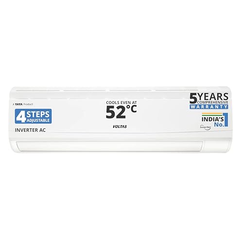 Voltas 185V Vectra CAR 1.5 ton 5 star inverter Split AC|4-IN-1 Adjustable mode|Energy Efficient|High ambient Cooling-cools even at 52°C|Anti dust filter with Anti-microbial coating|Copper Coil|White