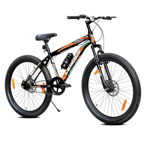 Leader Beast 26T Mountain Cycle for Men with Front Suspension and Dual Disc Brake with Complete Cycle Accessories | Without Gear Cycle – Ideal for 10+ Years (Frame: 18 Inches) (26T, Matt Black)