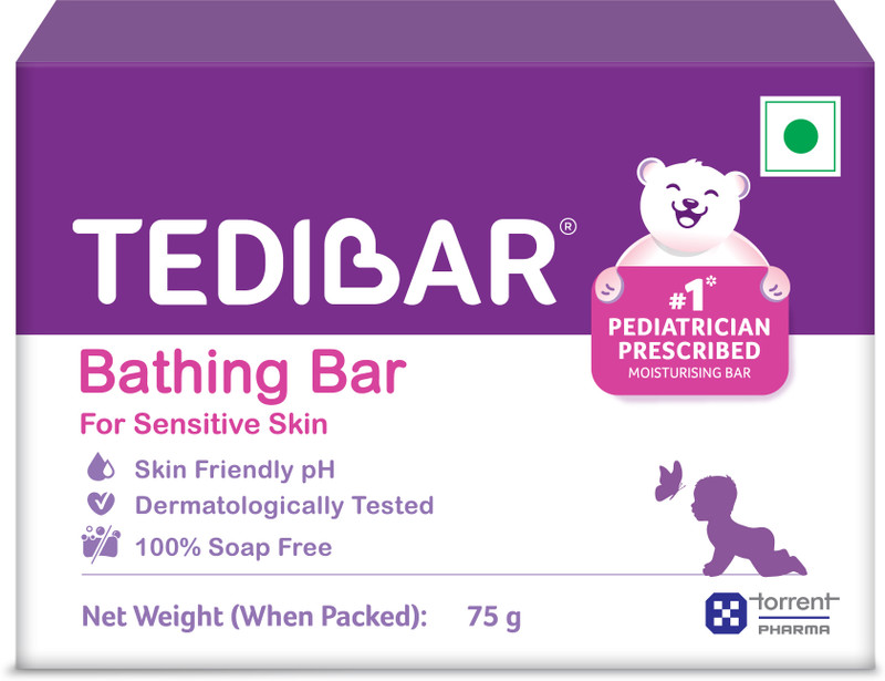Tedibar Moisturising Baby Bathing Bar | 100% Soap Free | Skin Friendly pH – By Torrent(75 g)