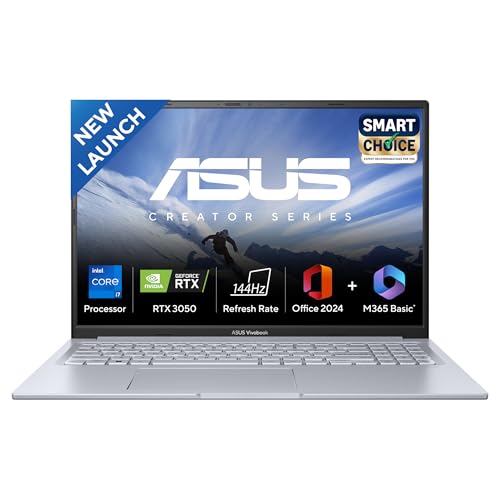 ASUS Vivobook 16X,Smartchoice,Intel Core i7-13620H,Creator/Gaming Laptop(RTX 3050-4GB/16GB RAM/512GB SSD/FHD+/16″/144Hz/M365 Basic (1Year)*/Office Home 2024/Cool Silver/1.8 Kg) K3605VC-RP492WS